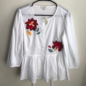 Madewell Embroidered BabyDoll Shirt